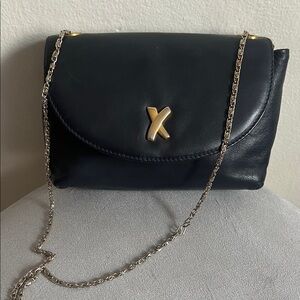 Paloma Picasso Black Leather Crossbody with Gold X Accent